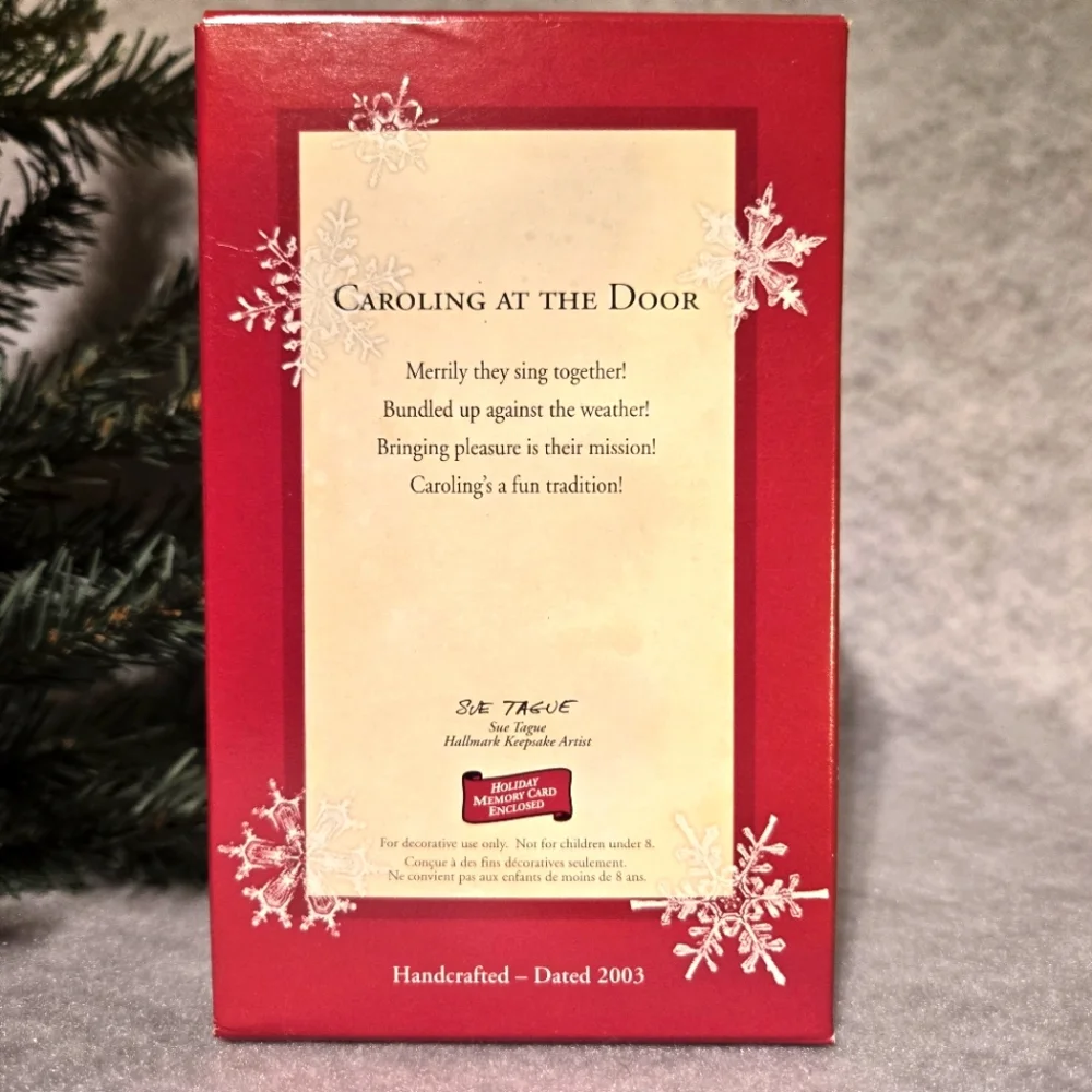 VTG 2003 HALLMARK 'Caroling at the Door' Ornament/Orig Box, Artist Sue Tague